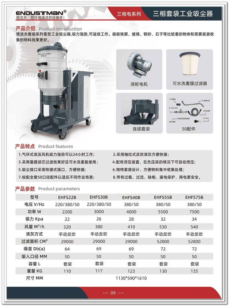 9.EHFS-B系列三相款套袋工业吸尘器